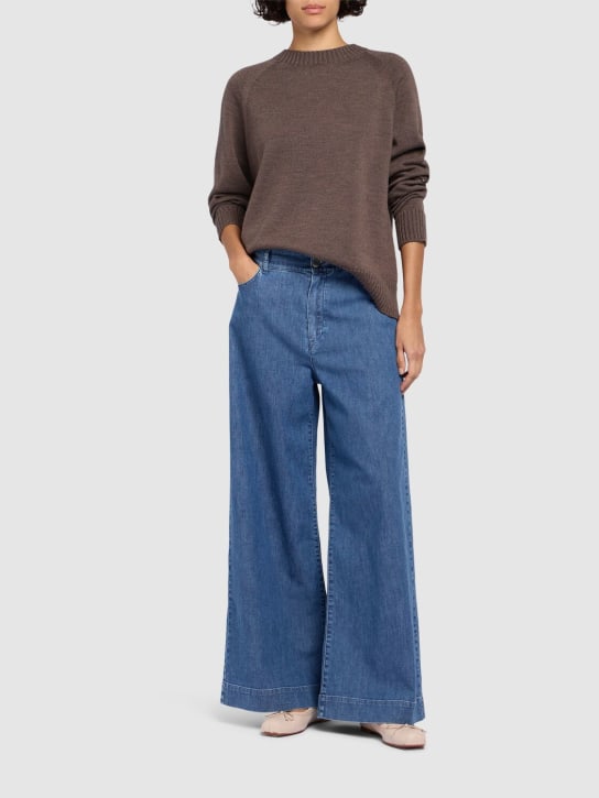 'S Max Mara: Jeans anchos con cintura alta - Azul - women_1 | Luisa Via Roma