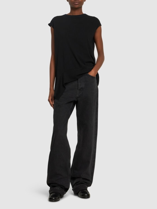 Yohji Yamamoto: Camiseta de algodón jersey - Negro - women_1 | Luisa Via Roma