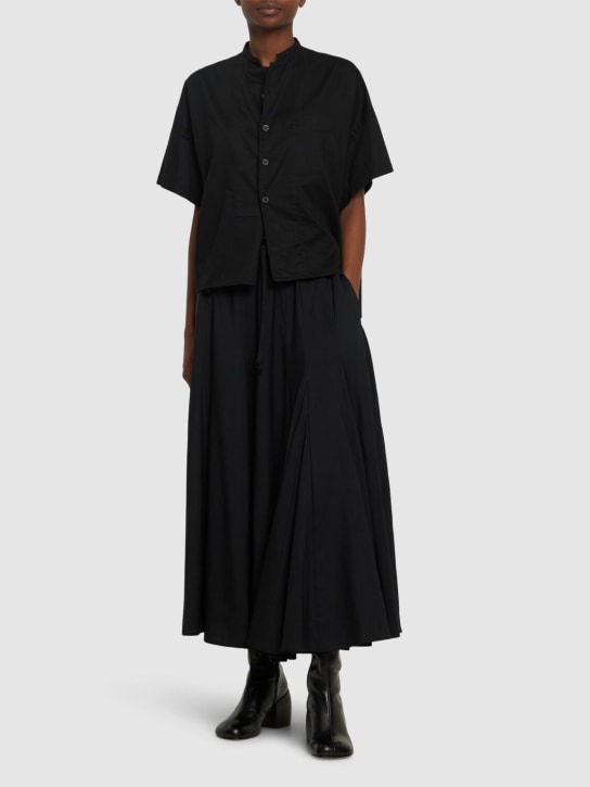 Yohji Yamamoto: Falda midi de lana - Negro - women_1 | Luisa Via Roma
