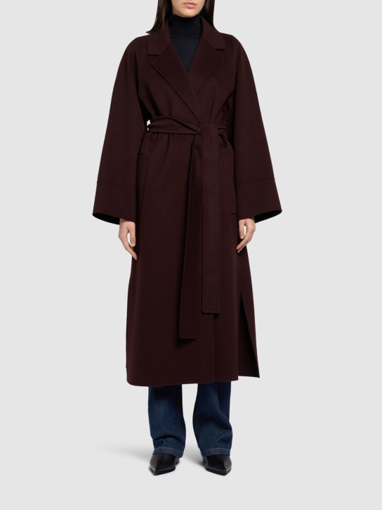 'S Max Mara: Agata belted wool long coat - Dark Burgundy - women_1 | Luisa Via Roma