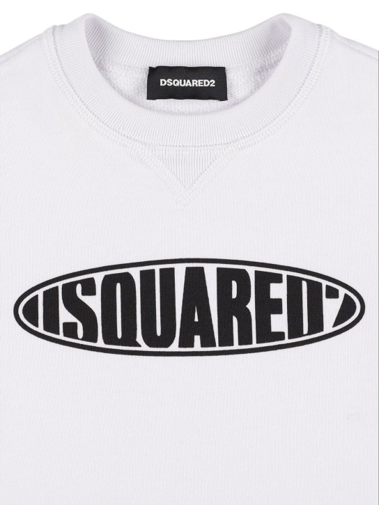 Dsquared2: Logo print cotton sweatshirt - White - kids-girls_1 | Luisa Via Roma