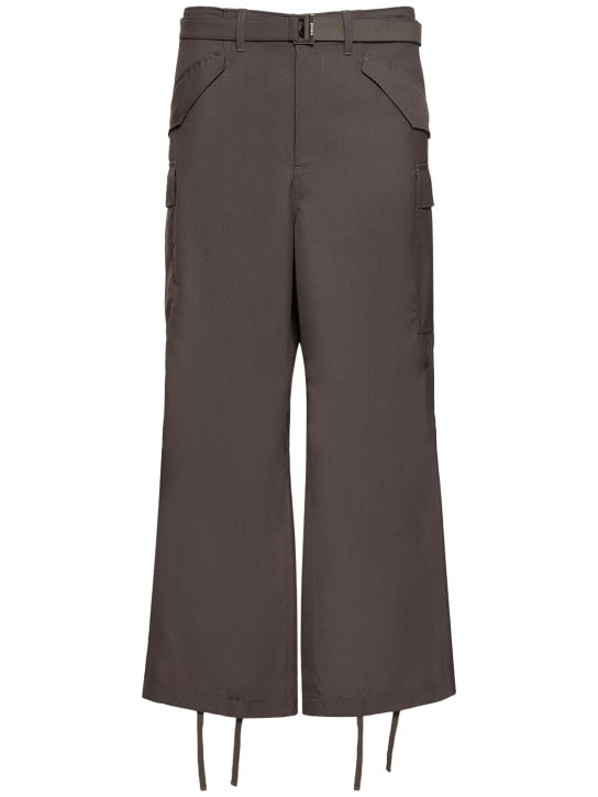 Sacai: Pantalones de traje - Gris Topo - men_0 | Luisa Via Roma