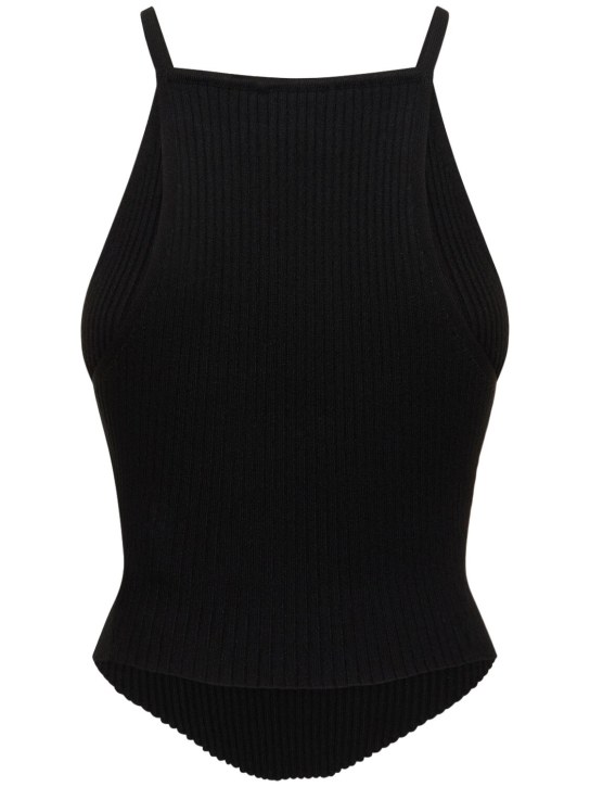 Courrèges: Holistic rib knit viscose blend tank top - Black - women_4 | Luisa Via Roma