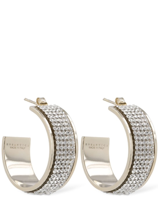 Rosantica: Astoria crystal hoop earrings - Crystal/Gold - women_0 | Luisa Via Roma