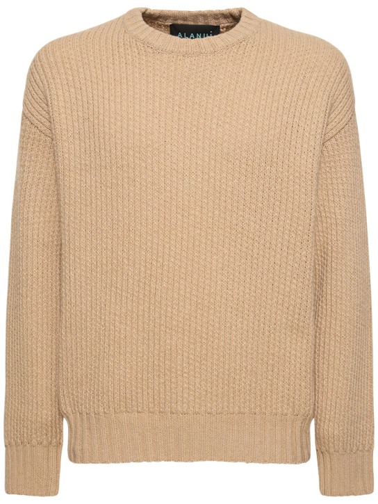 Alanui: Cashmere & cotton knit sweater - Bej - men_0 | Luisa Via Roma