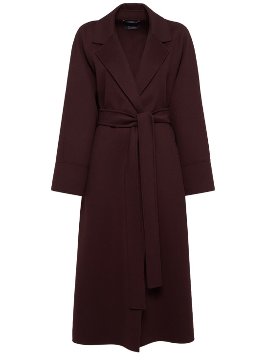 'S Max Mara: Agata belted wool long coat - Dark Burgundy - women_0 | Luisa Via Roma