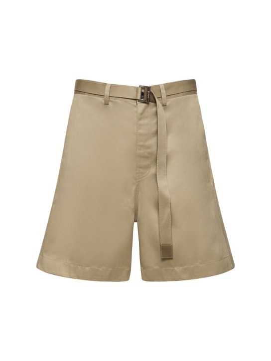 Sacai: Cotton chino shorts - Bej - men_0 | Luisa Via Roma