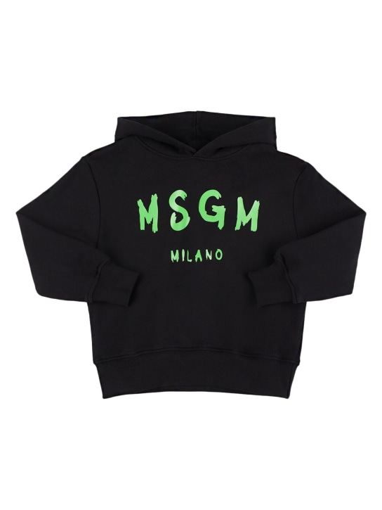 MSGM: Sweatshirt mit Kapuze und Druck - Schwarz - kids-girls_0 | Luisa Via Roma