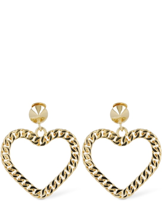 Moschino: Heart clip-on pendant earrings - Altın Rengi - women_0 | Luisa Via Roma