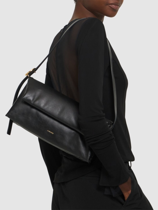 Jil Sander: Origami leather shoulder bag - Black - women_1 | Luisa Via Roma