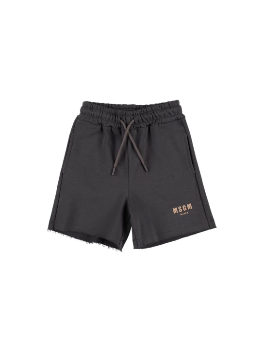 MSGM: Cotton sweat shorts - Koyu Gri - kids-boys_0 | Luisa Via Roma