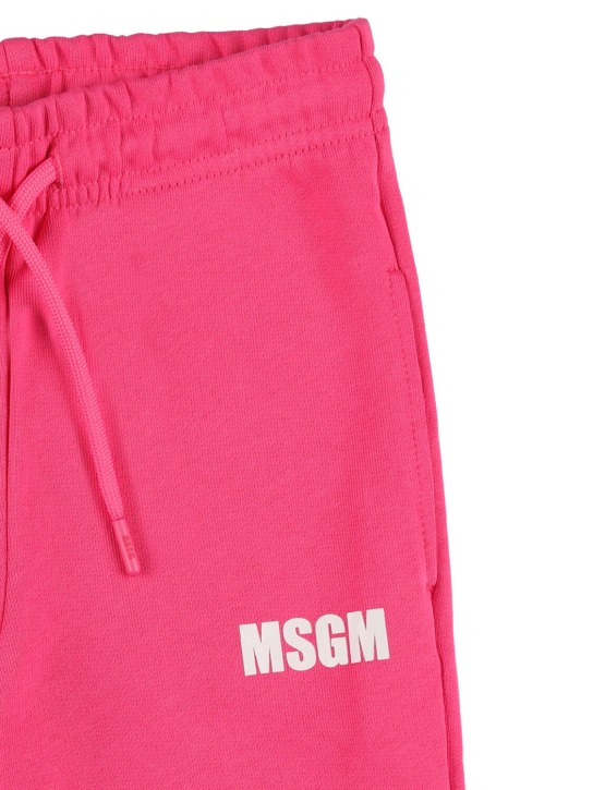 MSGM: Pantaloni in felpa di cotone - Fucsia - kids-girls_1 | Luisa Via Roma
