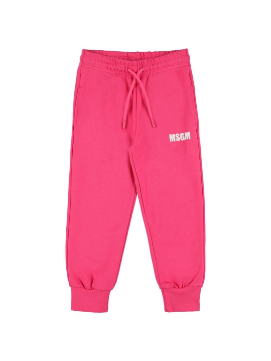 MSGM: Pantalones de felpa de algodón - Fucsia - kids-girls_0 | Luisa Via Roma