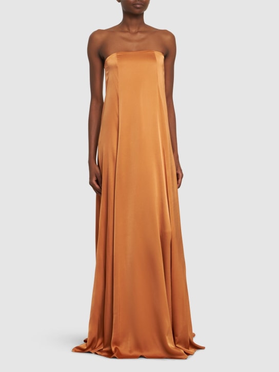 Forte_forte: Stretch silk satin dress - Sunset - women_1 | Luisa Via Roma
