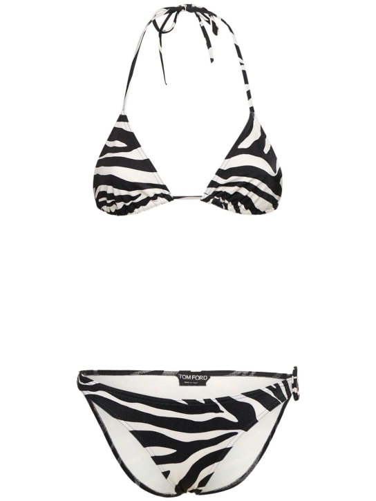 Tom Ford: Printed triangle bikini set - Black/White - women_0 | Luisa Via Roma