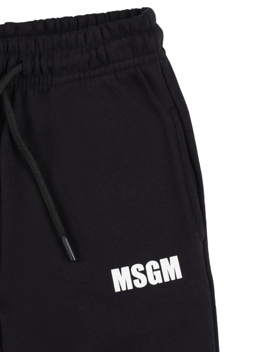 MSGM: Pantalones de felpa de algodón - Negro - kids-girls_1 | Luisa Via Roma