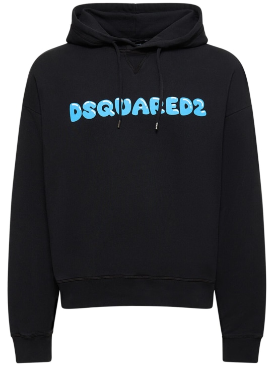 Dsquared2: Logo relaxed cotton hoodie - Siyah - men_0 | Luisa Via Roma