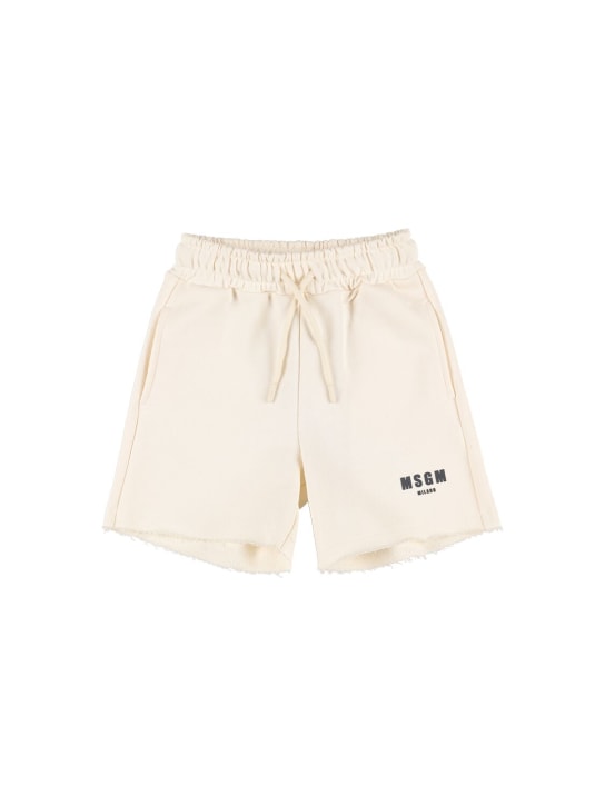 MSGM: Cotton sweat shorts - Beyaz - kids-boys_0 | Luisa Via Roma