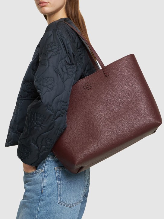 Tory Burch: McGraw leather tote bag - Bordeaux - women_1 | Luisa Via Roma