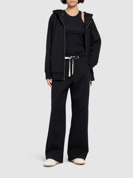 'S Max Mara: Pantalones deportivos de algodón jersey - Negro - women_1 | Luisa Via Roma