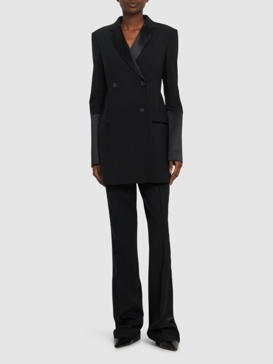 Helmut Lang: Wool blend tuxedo blazer - Siyah - women_1 | Luisa Via Roma