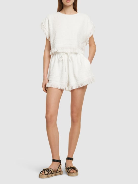 Zimmermann: Alight cotton toweling shorts - Ivory - women_1 | Luisa Via Roma