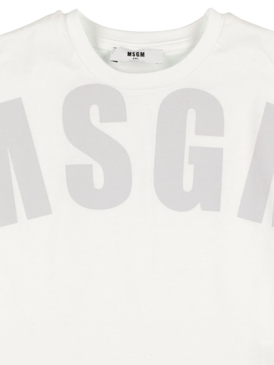 MSGM: 棉质平纹针织T恤 - 白色 - kids-boys_1 | Luisa Via Roma