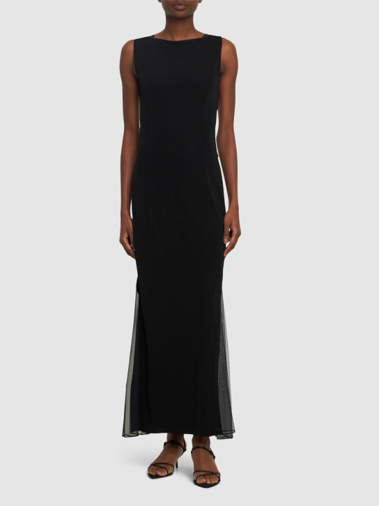 Helmut Lang: Viscose long dress w/sheer sides - Black - women_1 | Luisa Via Roma