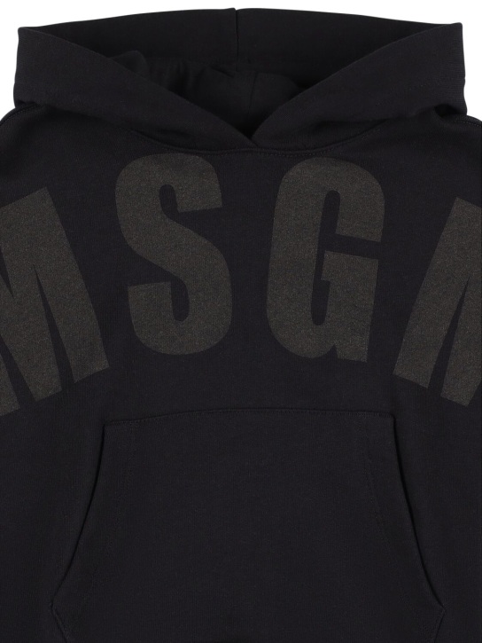MSGM: Hooded cotton sweatshirt - Black - kids-girls_1 | Luisa Via Roma