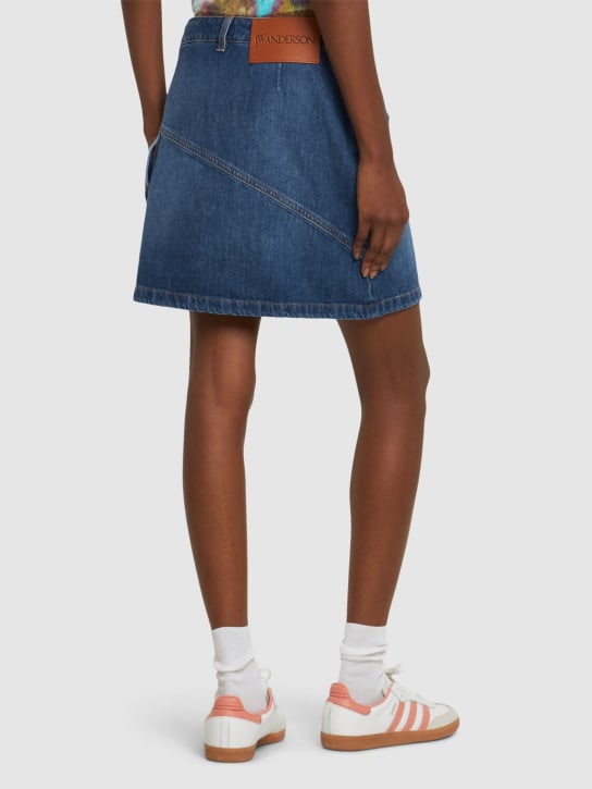 JW Anderson: Twisted cotton denim mini skirt - Light Blue - women_2 | Luisa Via Roma