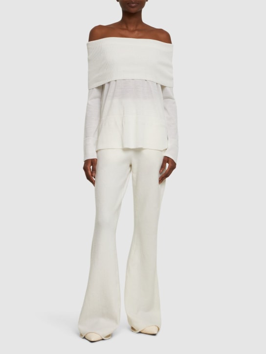 Max Mara: Tiglio wool knit long sleeve top - White - women_1 | Luisa Via Roma