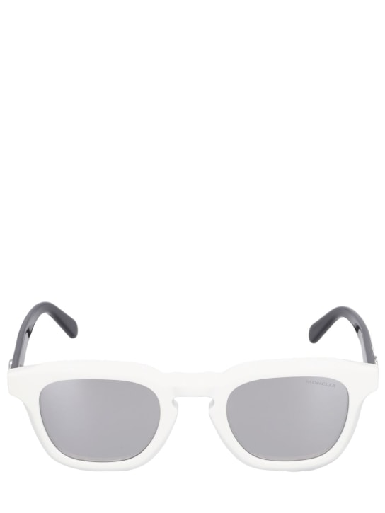 Moncler: Gradd squared acetate sunglasses - シャイニーホワイト - men_0 | Luisa Via Roma