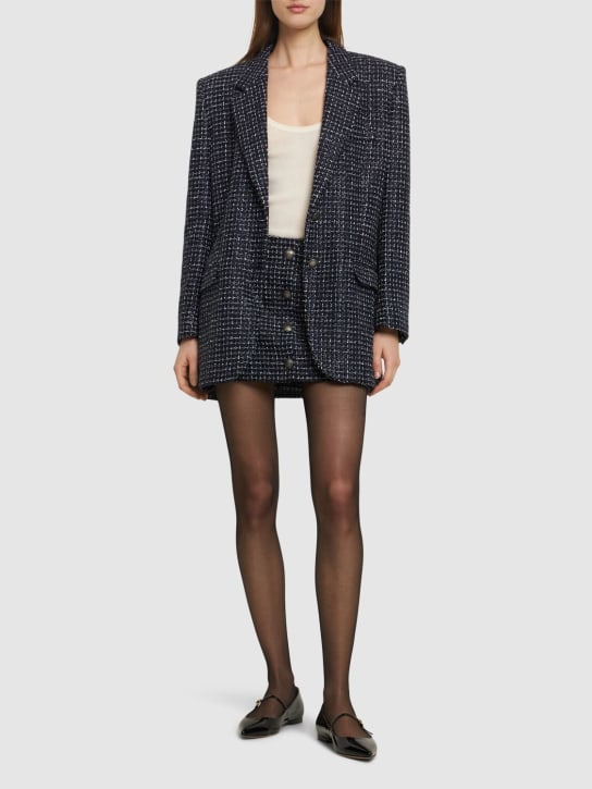 Alessandra Rich: Giacca oversize in tweed con paillettes - Navy - women_1 | Luisa Via Roma
