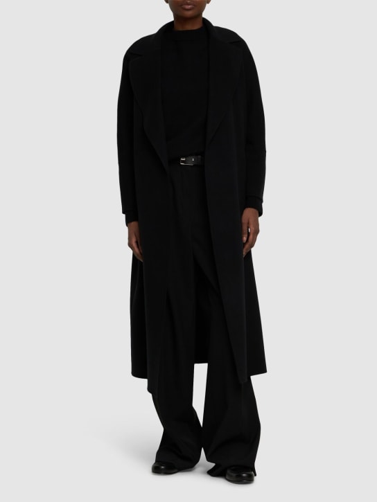 'S Max Mara: Elisa羊毛系腰带长款大衣 - 黑色 - women_1 | Luisa Via Roma