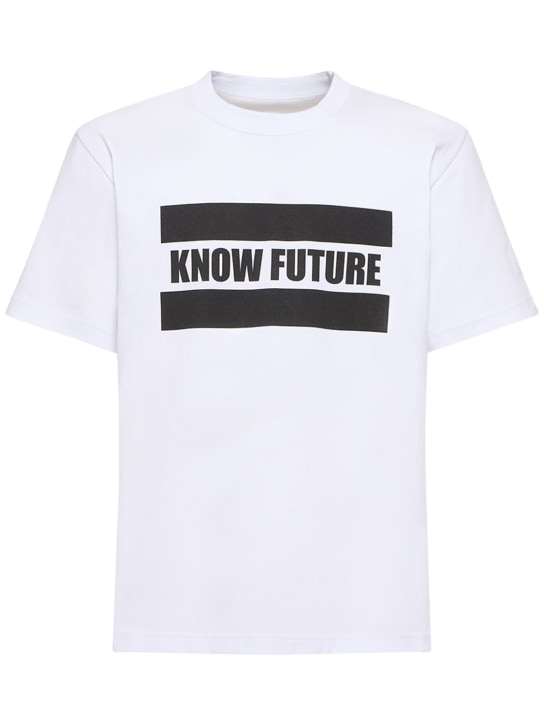 Sacai: T-shirt imprimé Know Future - Blanc - men_0 | Luisa Via Roma