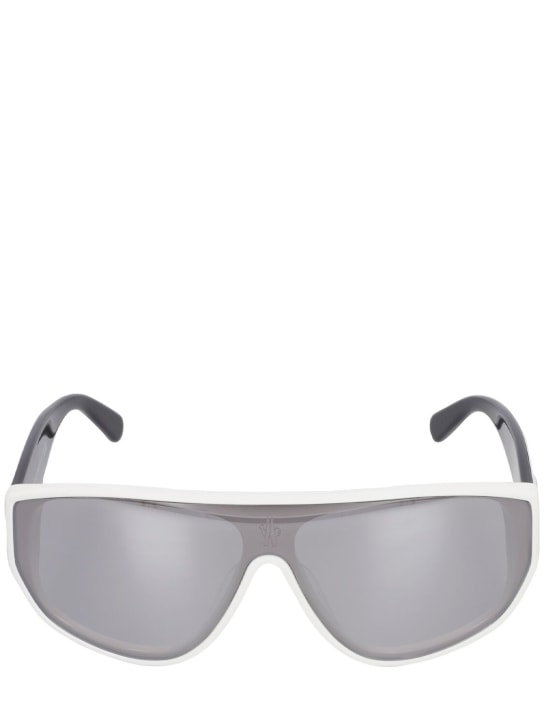 Moncler: Tronn Shield acetate mask sunglasses - シャイニーホワイト - men_0 | Luisa Via Roma