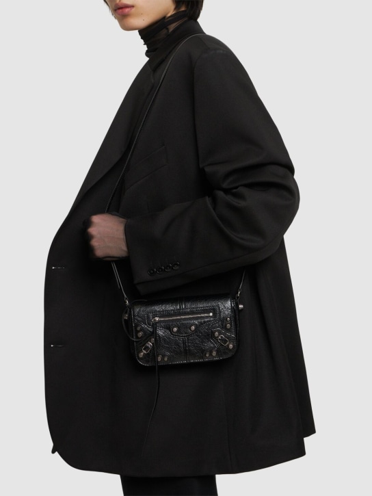 Balenciaga: Le cagole leather mini bag - Siyah - men_1 | Luisa Via Roma