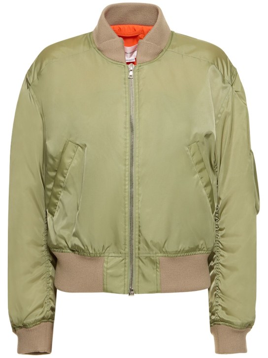Victoria Beckham: Cropped padded bomber jacket - Green - women_0 | Luisa Via Roma