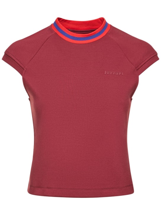 Ferrari: T-shirt in viscosa con logo - Bordeaux - women_0 | Luisa Via Roma