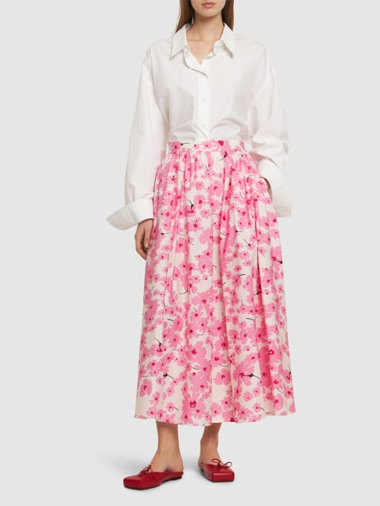 MSGM: Printed cotton midi skirt - White/Pink - women_1 | Luisa Via Roma