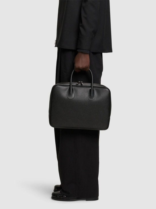 Valextra: My Logo leather briefcase - Black - men_1 | Luisa Via Roma