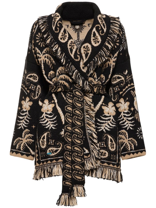 Alanui: Manteau en maille de laine mélangée Lush Nature - Noir/Multi - women_0 | Luisa Via Roma