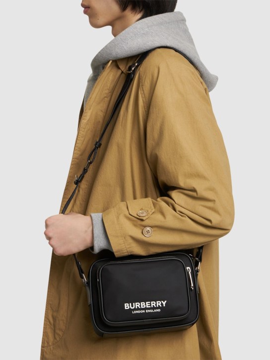 Burberry: Paddy logo nylon crossbody bag - Black - men_1 | Luisa Via Roma