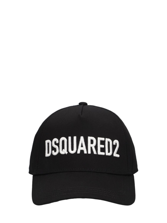 Dsquared2: Logo棉质棒球帽 - 黑色 - kids-boys_0 | Luisa Via Roma