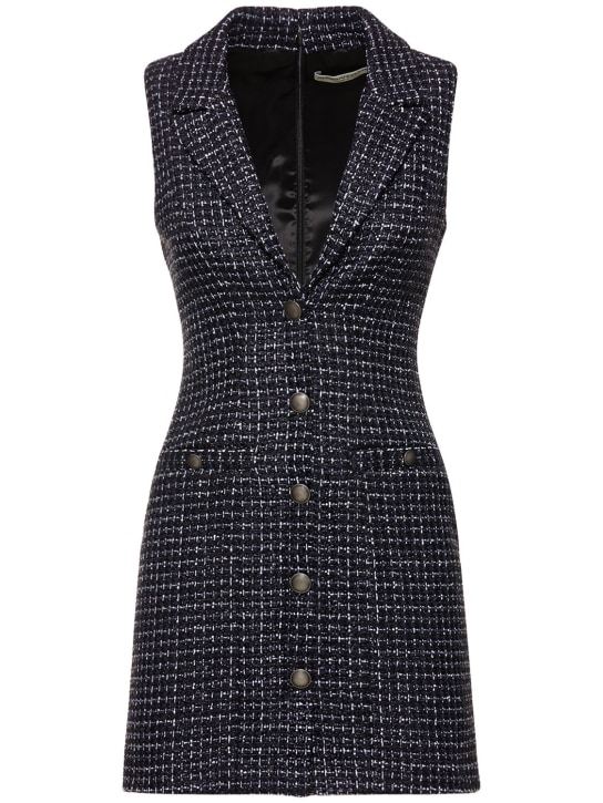 Alessandra Rich: Sequined tweed sleeveless mini dress - Multi/Navy - women_0 | Luisa Via Roma