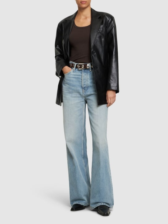 RE/DONE: Jeans anchos de algodón con cintura alta - Azul - women_1 | Luisa Via Roma