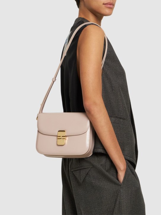 A.P.C.: Small Grace leather shoulder bag - Moon Grey - women_1 | Luisa Via Roma