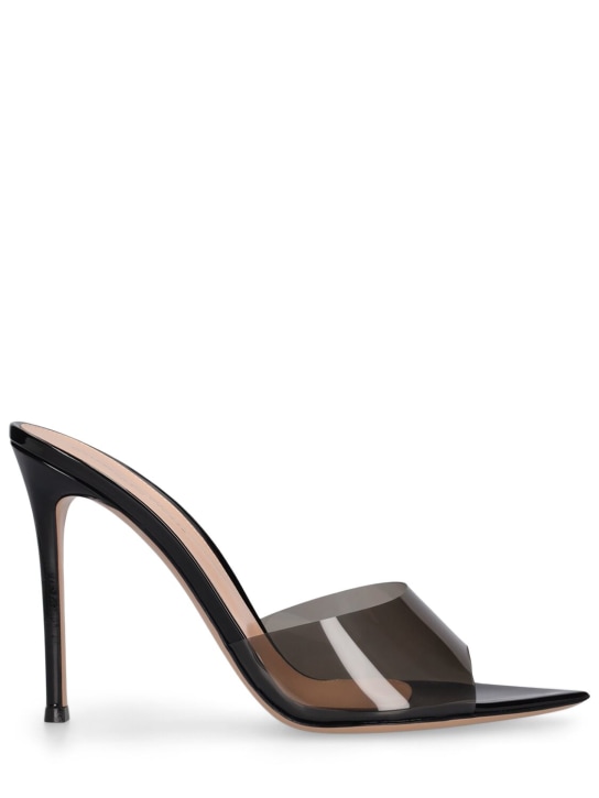Gianvito Rossi: 105mm Elle plexi sandal mules - Black - women_0 | Luisa Via Roma