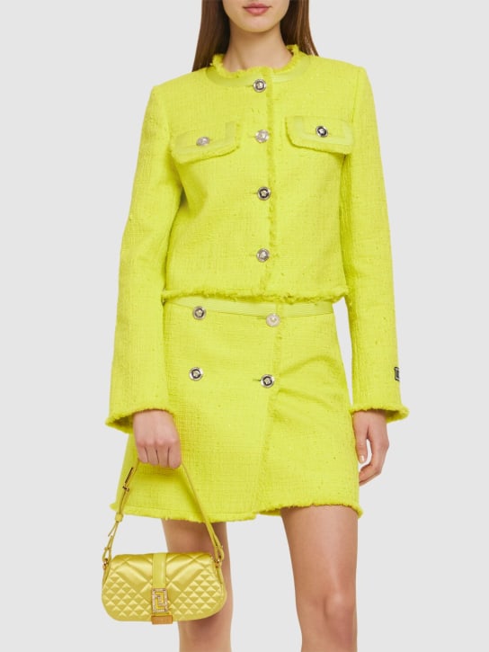 Versace: Mini Greca Goddess padded shoulder bag - Yellow - women_1 | Luisa Via Roma