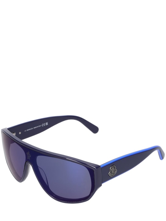 Moncler: Tronn Shield acetate mask sunglasses - 亮海军蓝 - men_1 | Luisa Via Roma